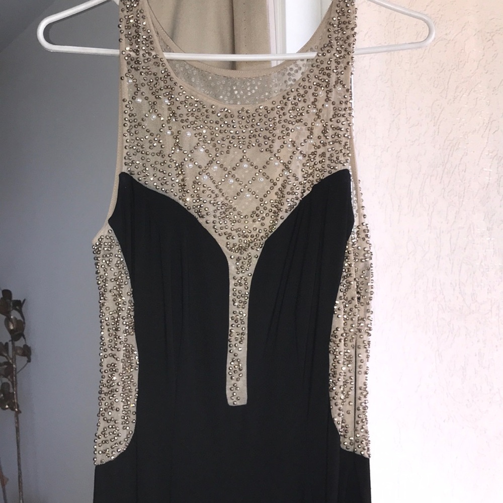 Beautiful Long Black and Gold Gown